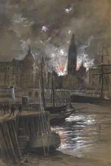 Incendie de nuit à Anvers - Georges Fraipont