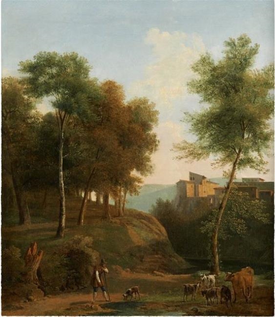 A mountainous landscape with a view of Pheneos and the Temple of Minerva  Caphyes Painting by Jean-Victor Bertin - Fine Art America