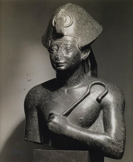 three studies of Egyptian statuary from the Metropolitan Museum of Art by Charles Sheeler, Circa 1942