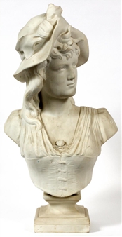 ITALIAN CARRARA MARBLE BUST LADY - Emilio Franceschi