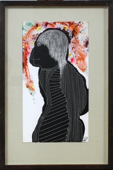 A black silhouette figure with a white head profile set against a colorful, abstract background.