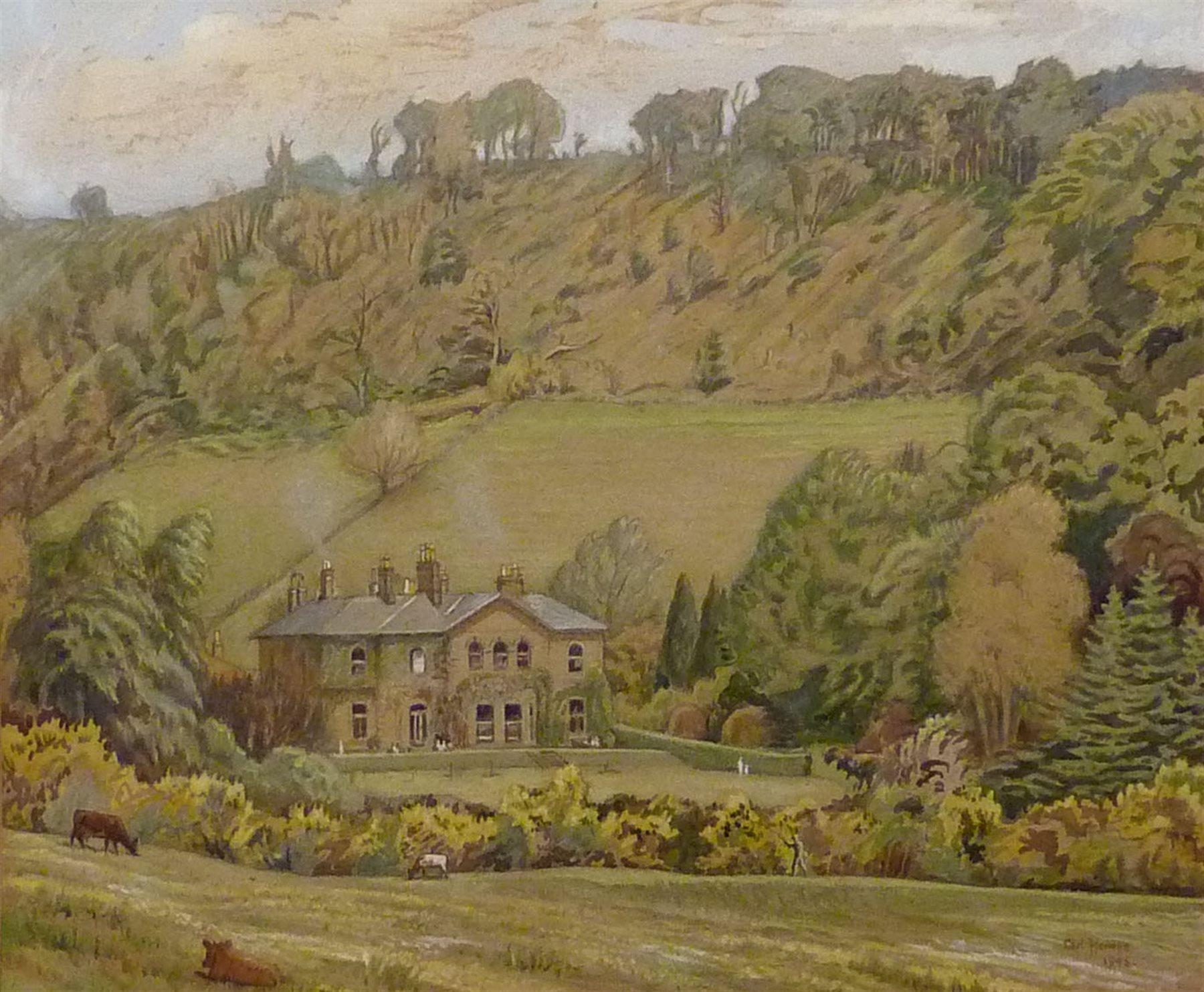 Artwork by Carl Hermann, Hackness Grange Nr. Scarborough, Made of watercolour