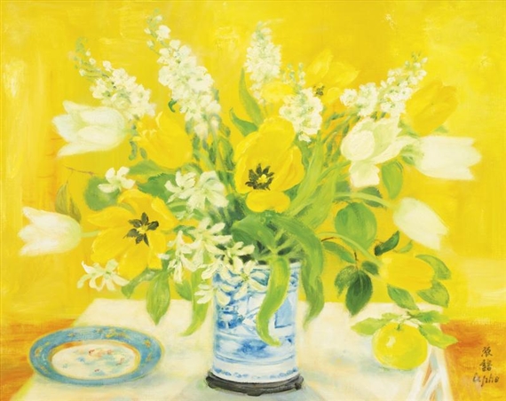 Les Tulipes Jaunes Et Blanches by Lê Ph?, 1961