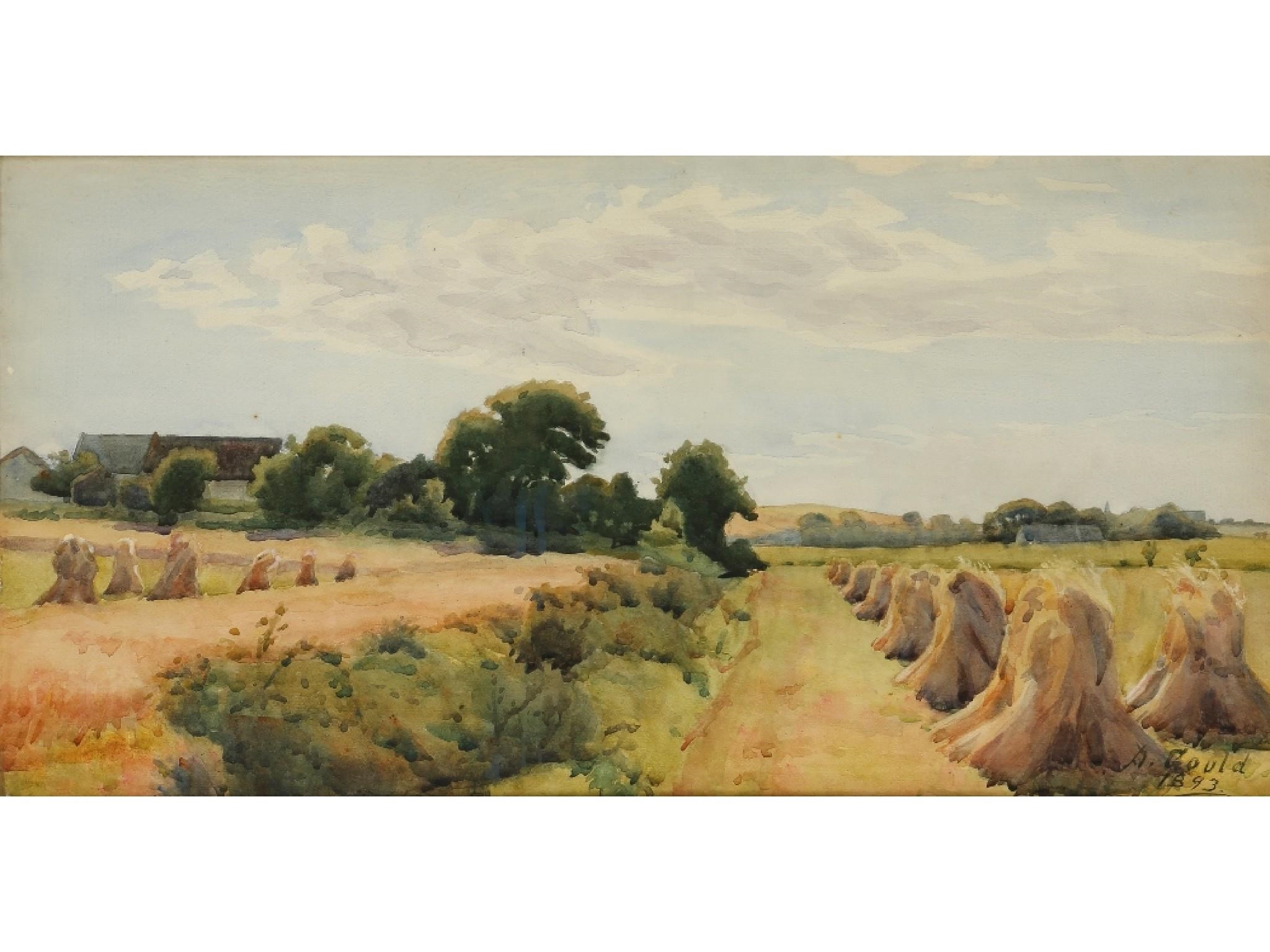 Artwork by A. Gould, Witches in a landscape, Made of watercolour