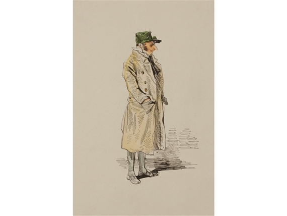 2 Works: Study for the etchings "Cabaret-2" from "Les Gens de Paris" series & Loyal et Vautour-4 by Paul Gavarni