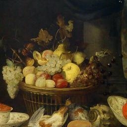 Stillleben mit Wild, Muscheln, Hummer und Früchtekorb - Pieter van Overschee