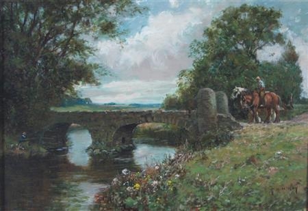 Crossing the old stone bridge by Thomas Hope Mckay