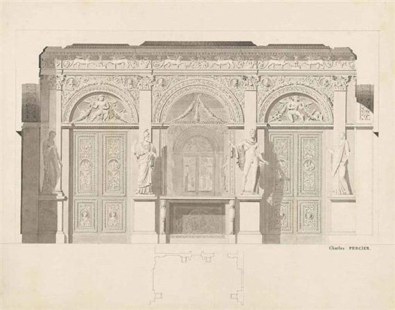 Projet pour la galerie des Antiques au musée du Louvre by Charles Percier