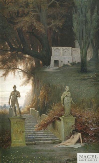 Bendix Passig | Female Nude in a Park Landscape (1894) | MutualArt