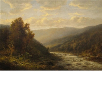 Landscape with Rapids, Blue Sky and Clouds - Thomas Bailey Griffin