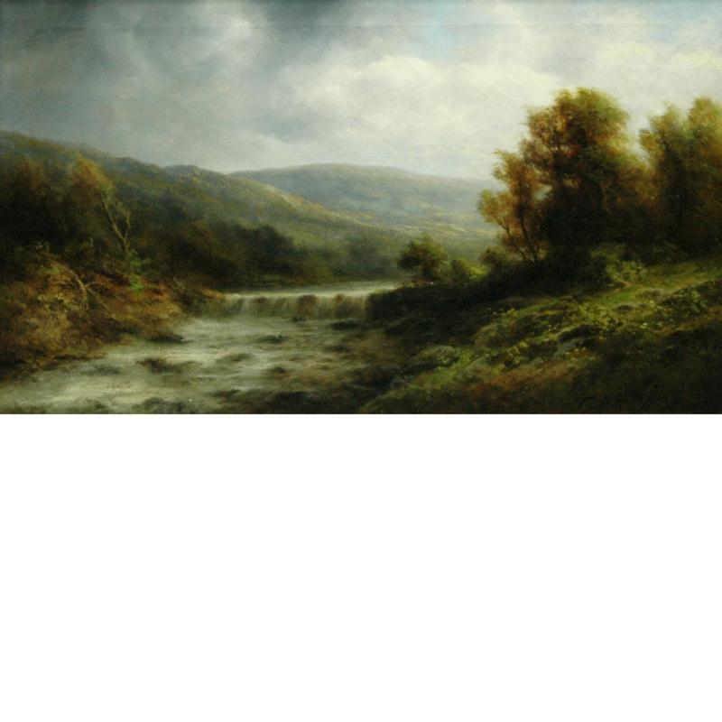 Artwork by Thomas Bailey Griffin, Landscape with Falls and Rapids, Cloudy Day, Made of Oil on canvas