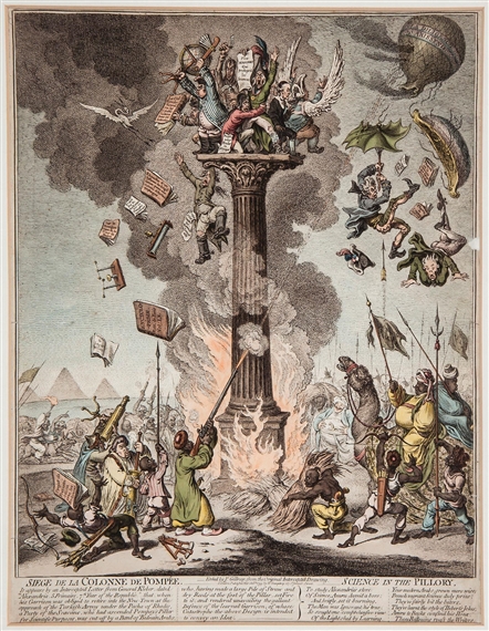 Siege de la Colonne de Pompée, Science in the Pillory by James Gillray, 1799