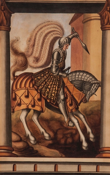 2 Works: Knight on horseback; A kneeling woman takes her life before two men by German School, 18th Century, 18th Century