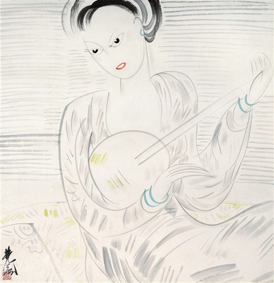 Lin Fengmian | LADY PLAYING RUAN | MutualArt