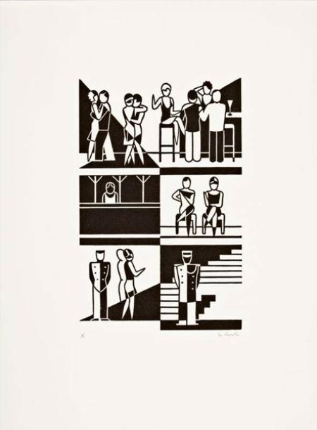 Artwork by Gerd Arntz, Bar, Made of woodcut on paper