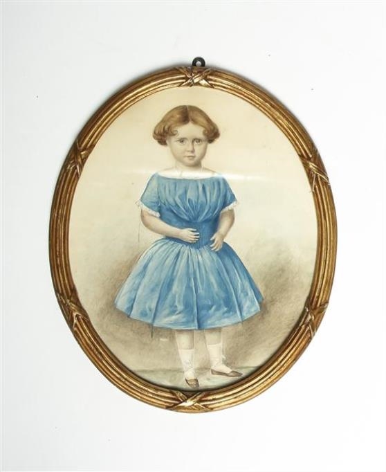 Artwork by William Martin Larkins, Portrait of Emily Susan Jermyn, descendant of Sir Henry Jermyn, Made of watercolor