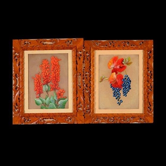 2 Works: Fall Grapes; and Red Hot Pokers - Edith Elizabeth Tuhner Bruning