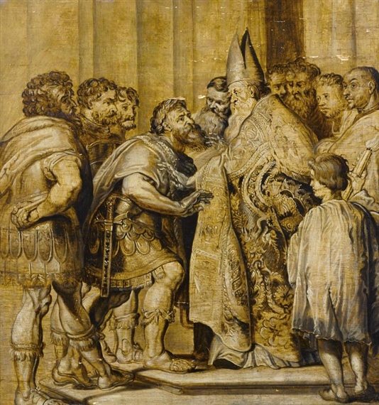 Saint Ambrose and Emperor Theodosius by Abraham van Diepenbeeck
