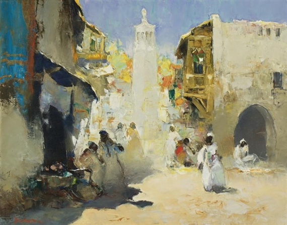 STRAATTAFEREEL MAROKKO (STREET SCENE MOROCCO) by Gerard Pieter Adolfs, 1956