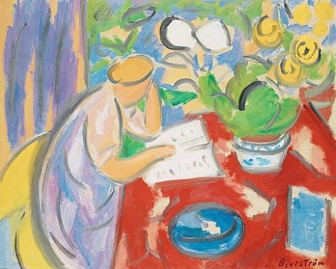 Woman reading by Tor Bjurström