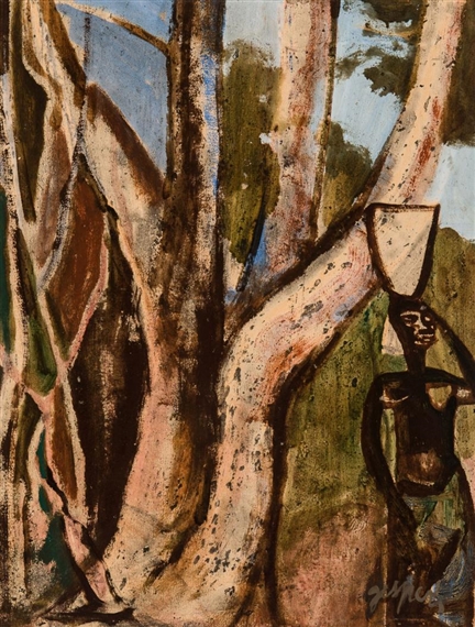 Porteuse à la lisière de la forêt