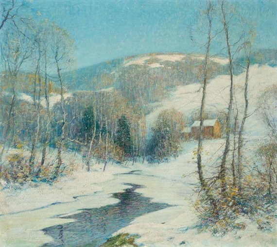 Stream in a Winter Landscape by Ernest Albert