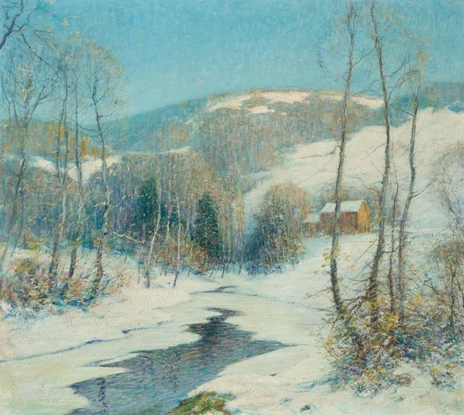 Artwork by Ernest Albert, Stream in a Winter Landscape, Made of oil on canvas