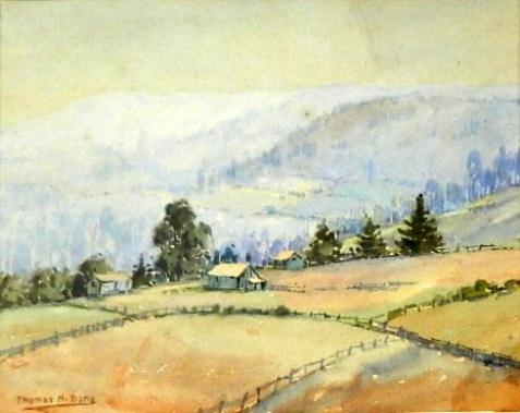 Mist in the Valley (painted Ellendale Tasmania) by Thomas Henry Bone, 1948