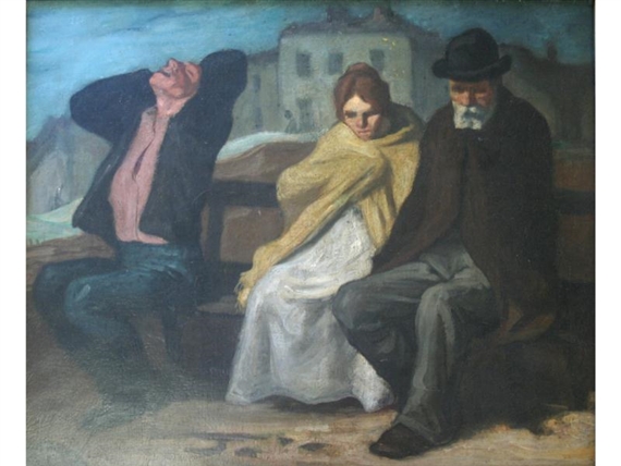Three Figures Sitting and Waiting by William Strang