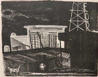 Night Scene with Cat - Vivian Holbrook