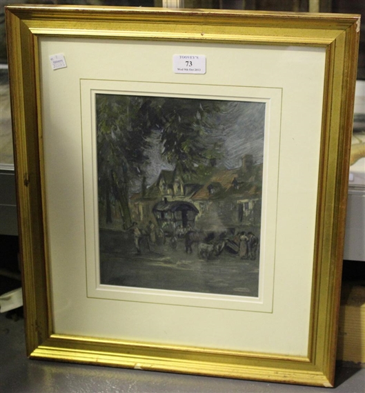 View Of A Gypsy Caravan In A High Street by Alfred Palmer