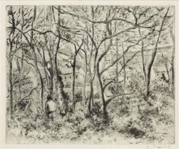 Paysage sous Bois, a l'Hermitage (Pontoise) by Camille Pissarro, 1879