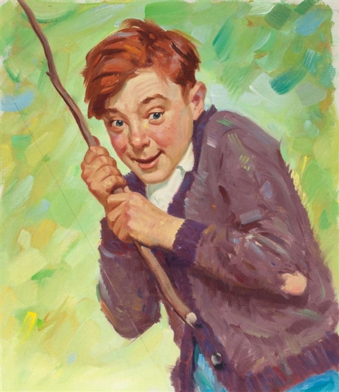 He's Got a Fish!, Country Gentleman's preliminary cover,April 1927 by George Brehm, 1927