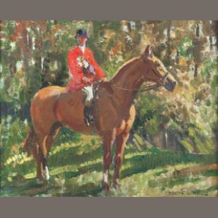 Terrier Man on Horseback by Frederic Whiting