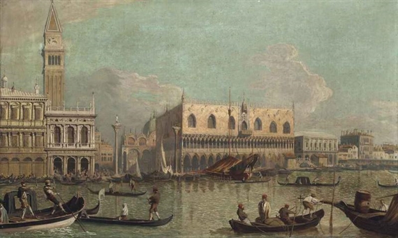 The Bacino di San Marco, Venice, looking towards the Doge's Palace and the Piazzetta by Canaletto