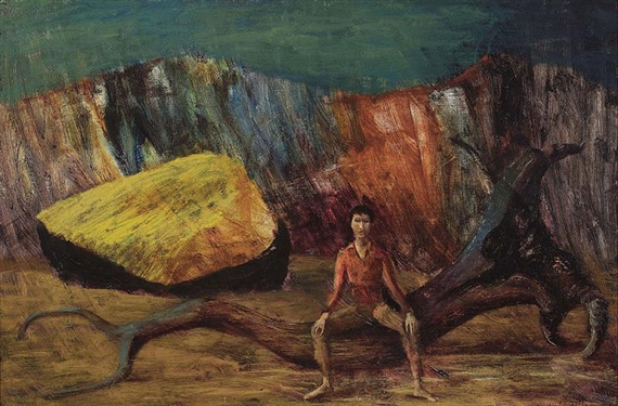 Boy on a Log by Russell Drysdale, 1953
