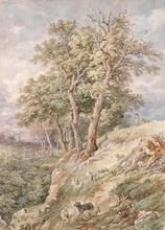 A Shepherd with his Flock on an Embankment