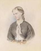 Artwork by Josef Kriehuber, A Portrait of a Blond Girl, Made of Watercolor on paper