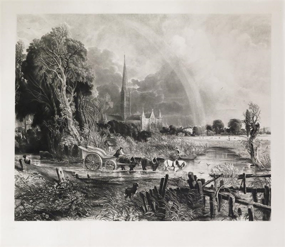 The Rainbow, Salisbury Cathedral by John Constable, 1834-1837
