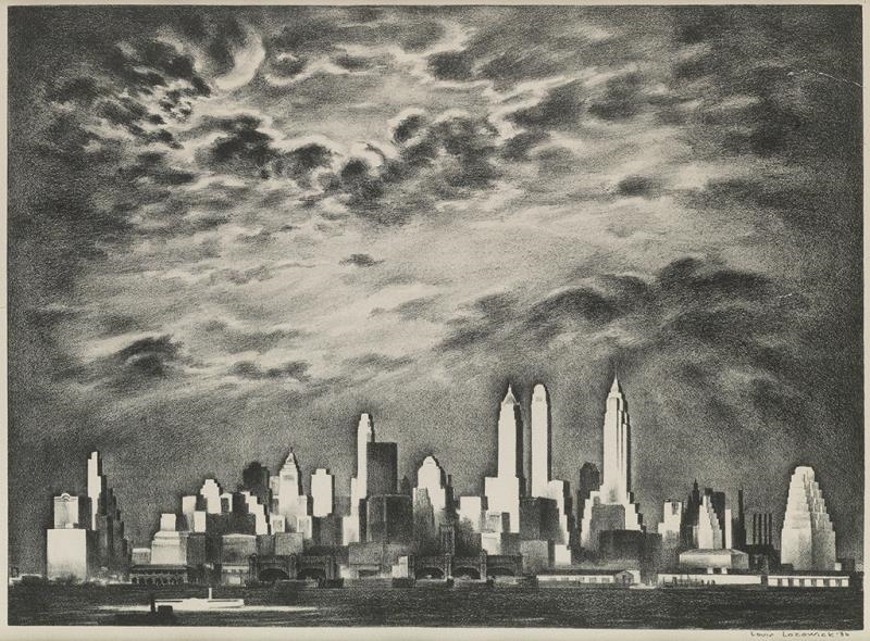 Artwork by Louis Lozowick, Storm Over Manhattan, Made of Lithograph