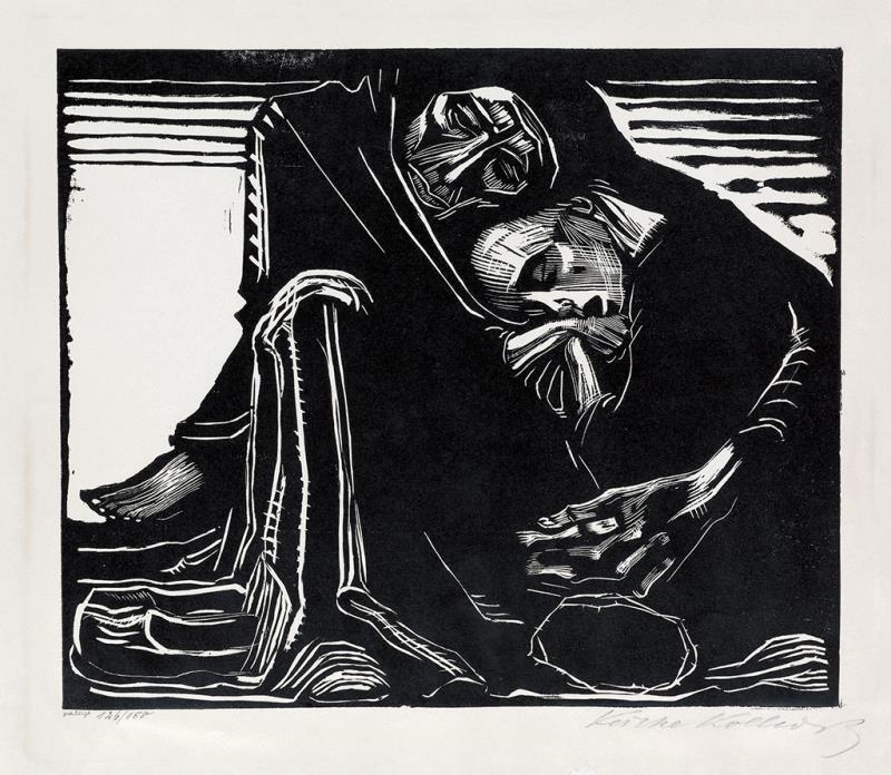 Tod mit Frau im Schoss by Käthe Kollwitz, 1921