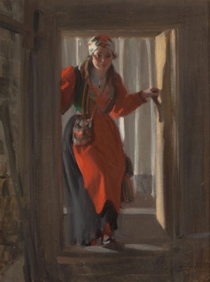 Entering the Cellar, by Anders Zorn, 1916