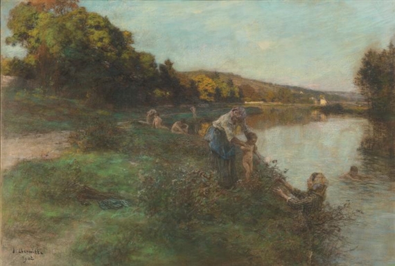 LA BAIGNADE by Léon-Augustin L'Hermitte, 1902