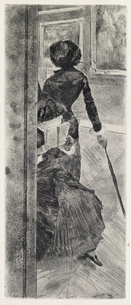 Artwork by Edgar Degas, Au Louvre, la peinture, Mary Cassatt, Made of Etching and drypoint on heavy, cream wove paper