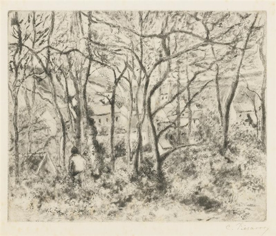 PAYSAGE SOUS BOIS À L'HERMITAGE (PONTOISE) (DELTEIL 16) by Camille Pissarro, 1879
