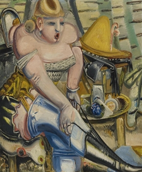 ZIRKUSDARSTELLERIN, SICH DIE SCHUHE BINDEND (CIRCUS PERFORMER LACING HER SHOES) - Paul Kleinschmidt