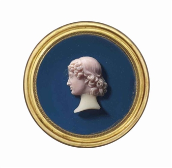 A wax profile of a young girl in profile to left - Giovanni Antonio Santarelli