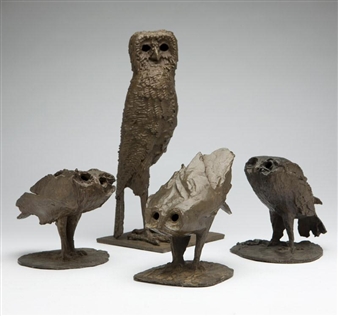 4 works; Hawk Owl; Owl III; Owl V; - Aldo Casanova