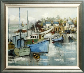 Boats in harbour - F. Claude