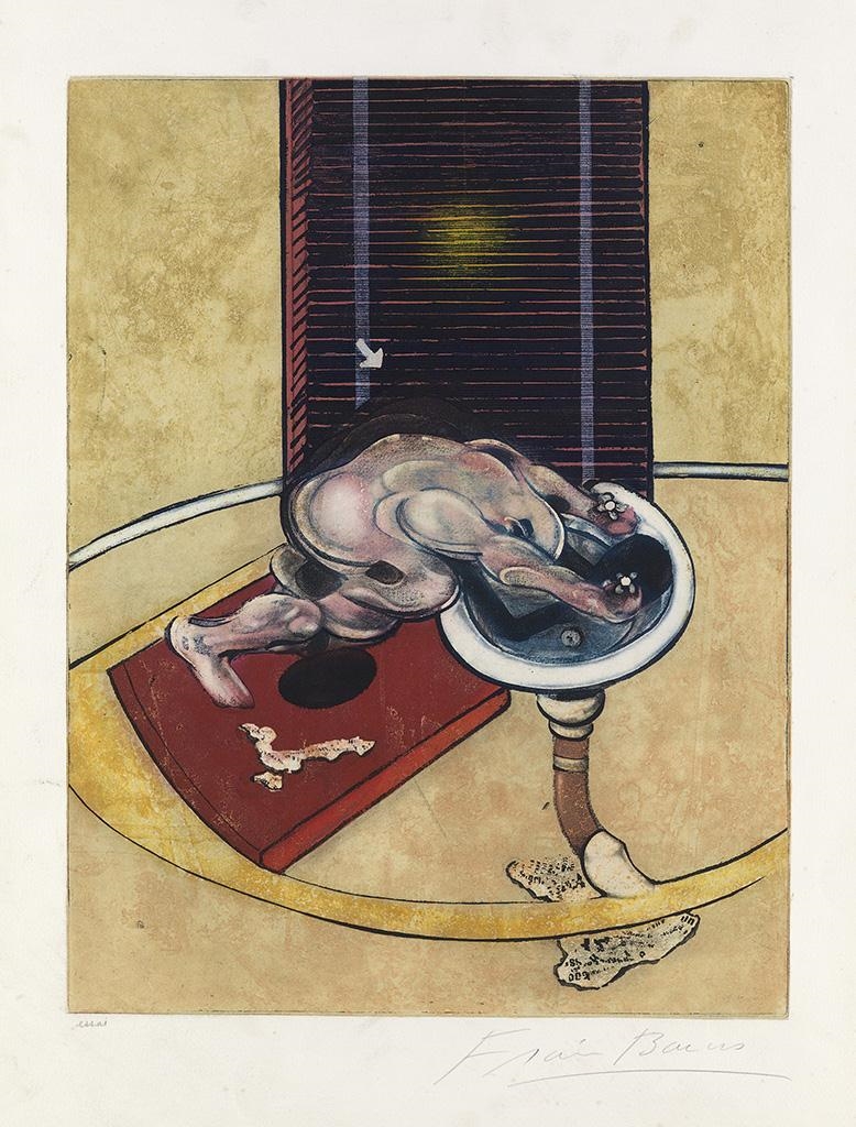 Artwork by Francis Bacon, Figure at a Washbasin, Made of Color aquatint and etching on Arches cream wove paper